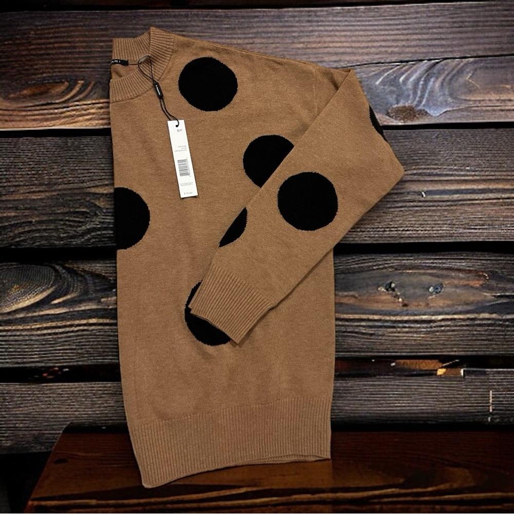 NWT Tahari Sweater Camel/Black Dot Sz Small